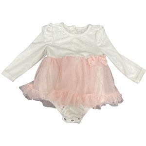 Joie Bodysuit Baby Girls 18M  White Pink Stars Sheer Tutu Skirt Romper